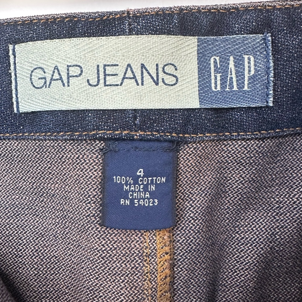 NWOT Vintage Gap Sz 4 Jean Denim Midi Skirt Button Fly Dark Wash Pockets Snaps - Picture 4 of 9